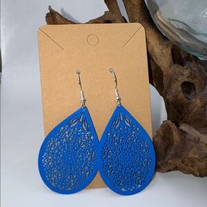 Boho Lace Web Earrings Blue